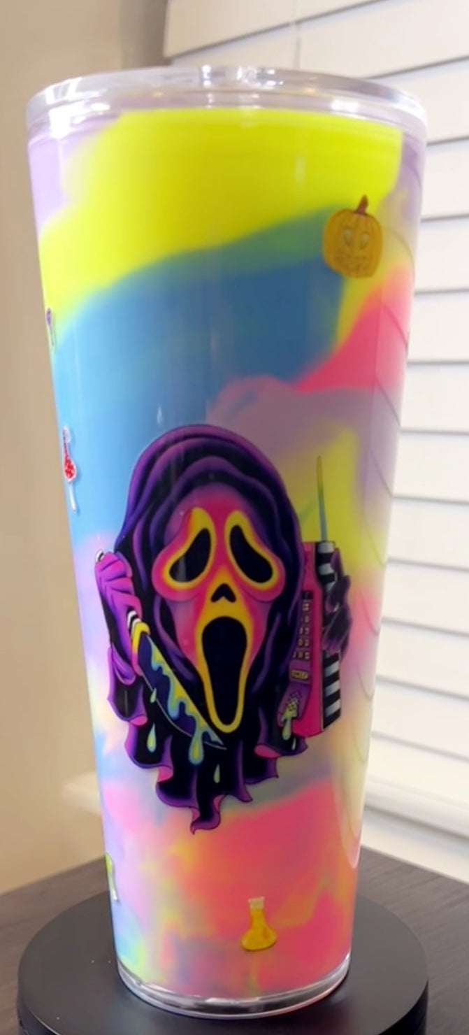 Glow In The Dark Paint Tumbler Scream Theme